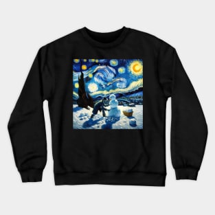 Build a Snowman Starry Night - Post Impressionism Crewneck Sweatshirt